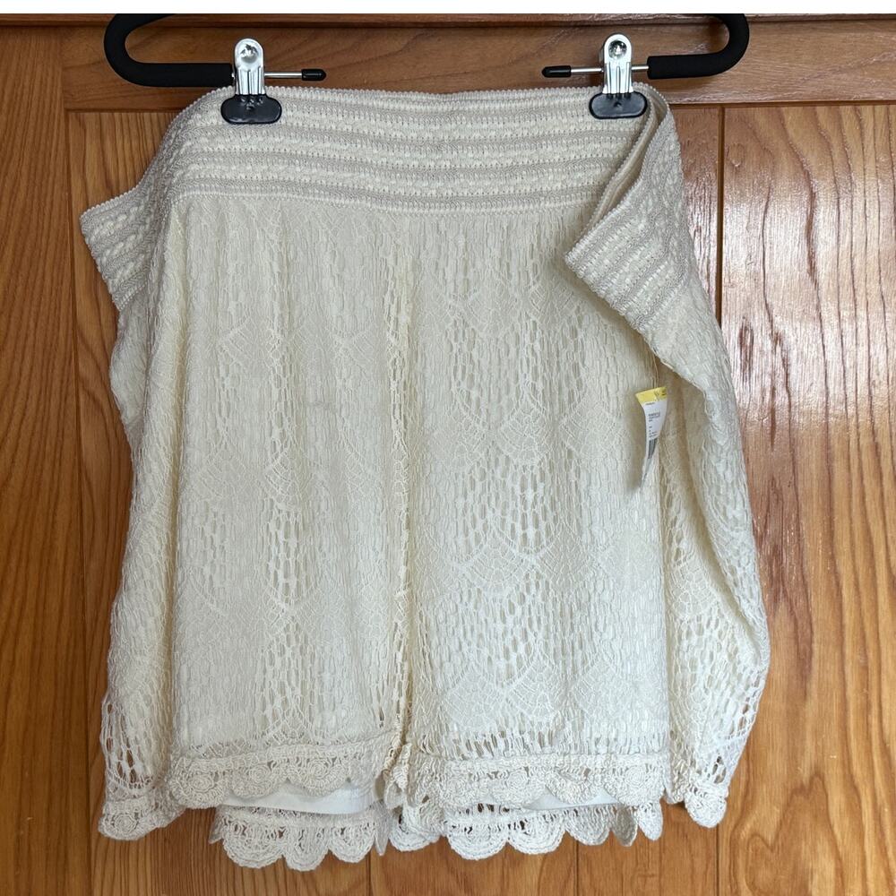 NWT Vintage Bongo Plus Cream Crochet Lace Shorts 3X